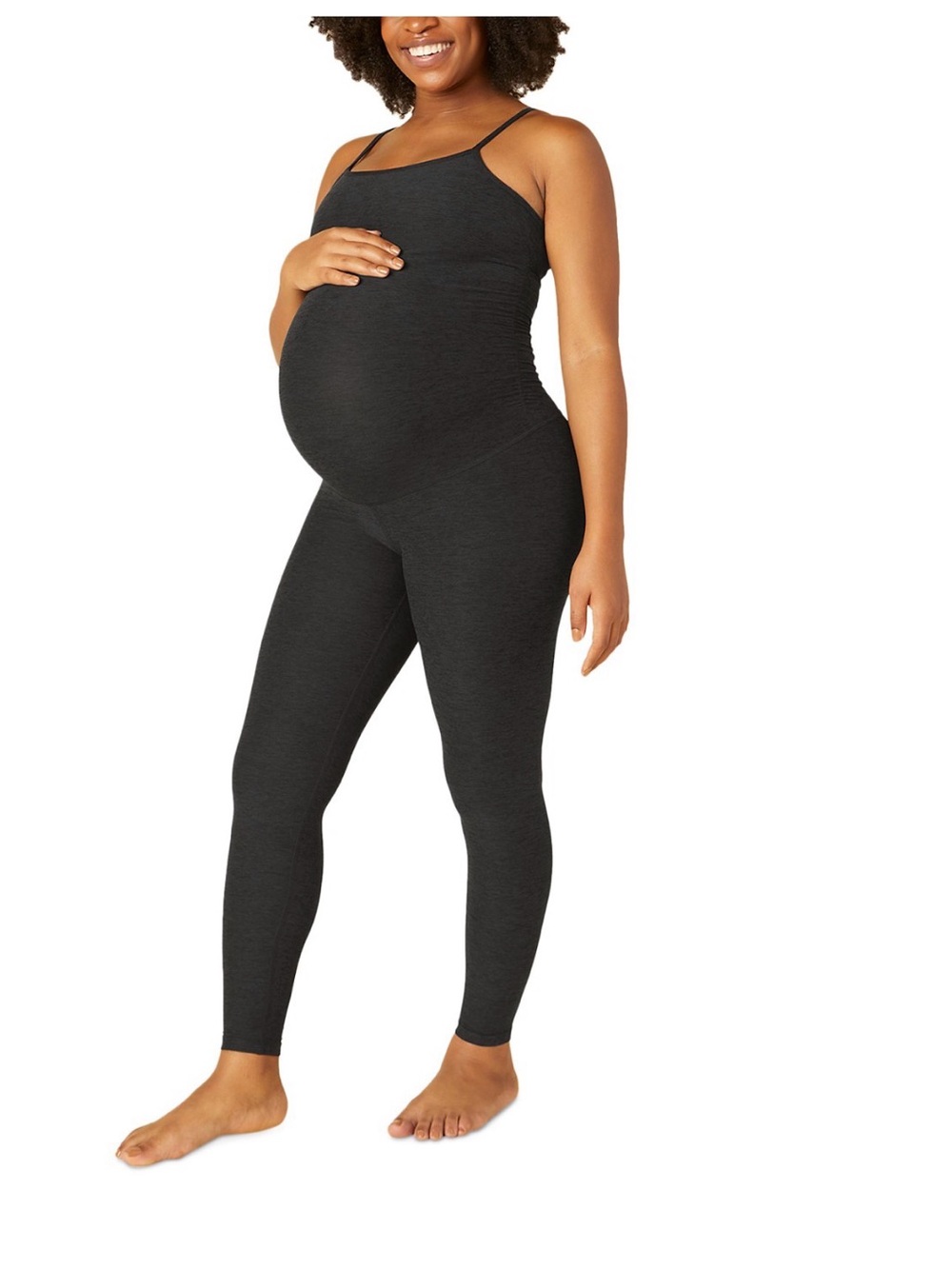 Beyond Yoga Black Maternity Seamless Jumpsuit with Adjustable Straps